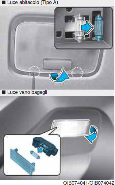 Sostituzione lampadine delle luci interne